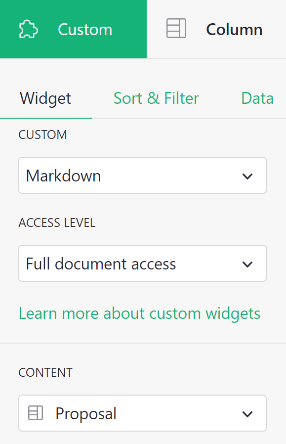 Configurer Widget Personnalisé