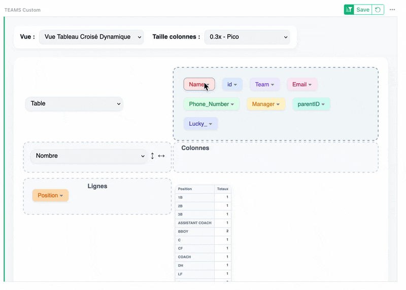 Pivot table widget