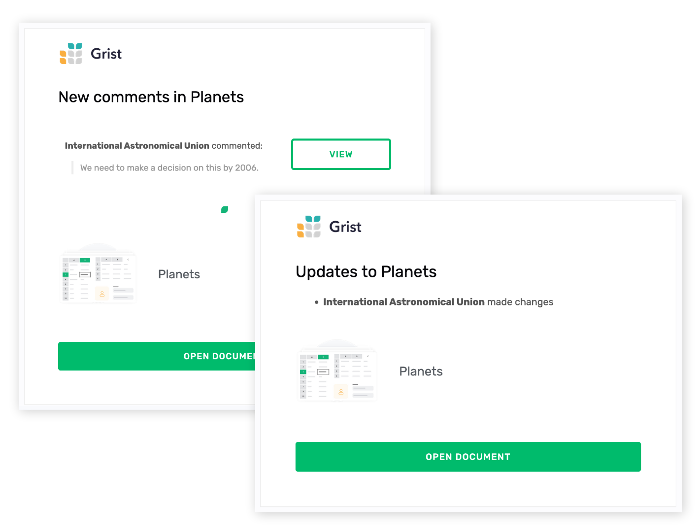 Email notifications