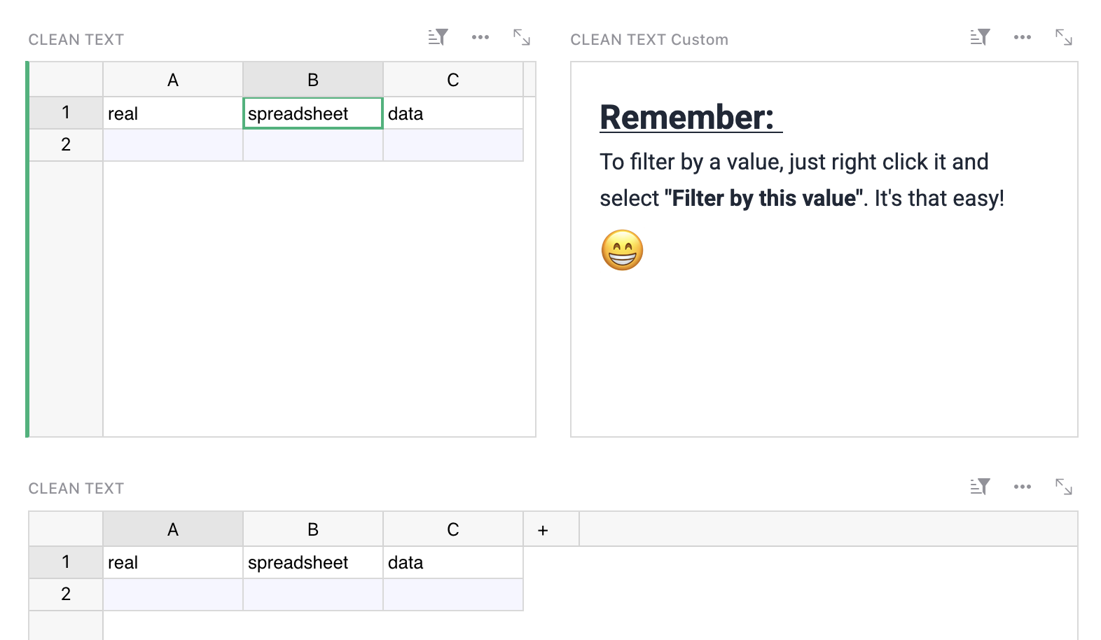 Clean text widget
