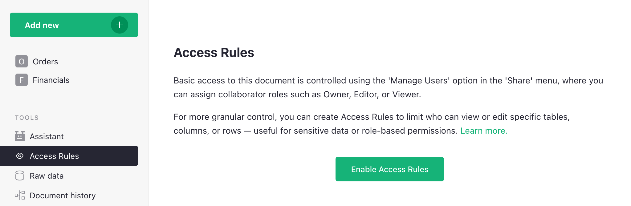 New access rules flow